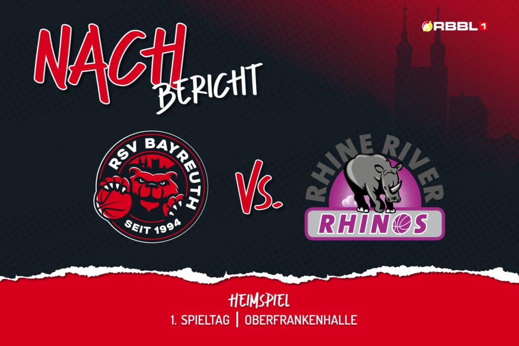 Nachbericht 1. Spieltag mit RSV Bayreuth Logo vs Rhine River Rhinos Logo