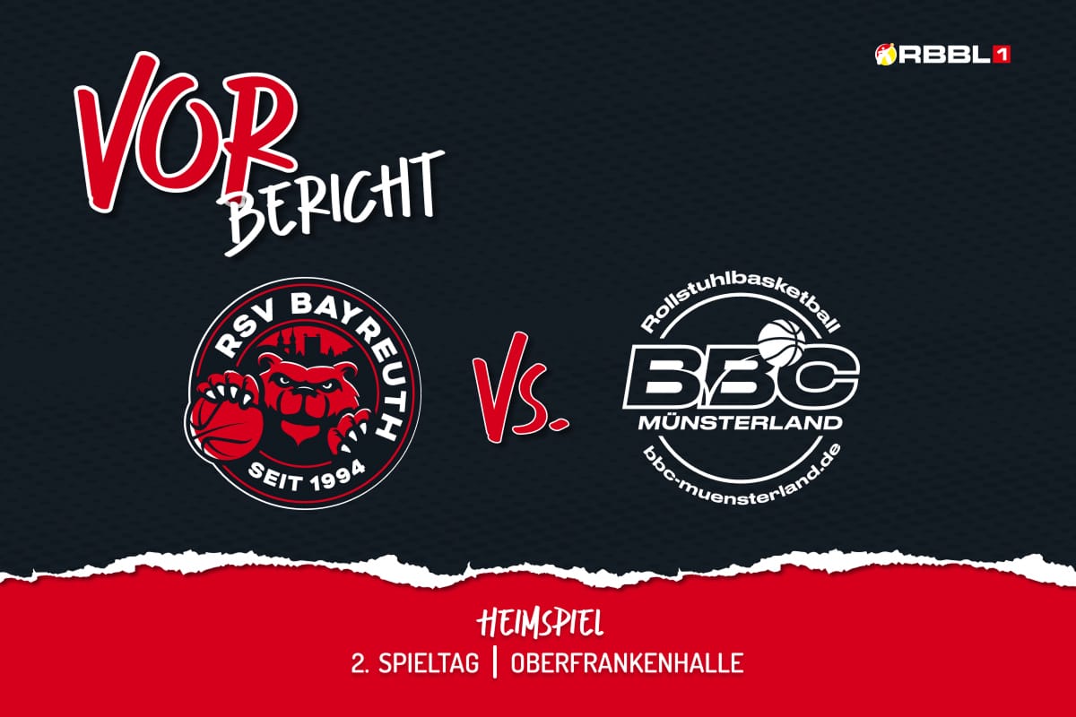 Vorbericht 2. Spieltag mit RSV Bayreuth Logo vs BBC Münsterland Logo