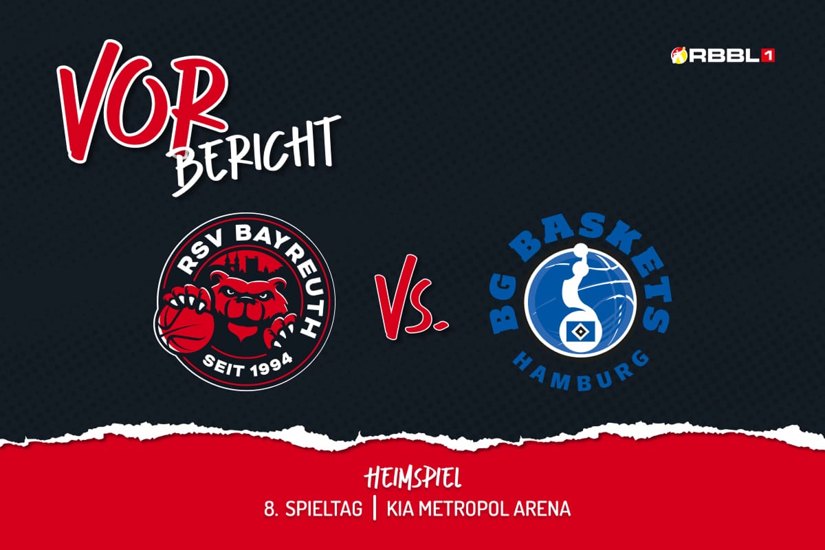 Vorbericht 8. Spieltag mit RSV Bayreuth Logo vs BG Baskets Hamburg Logo