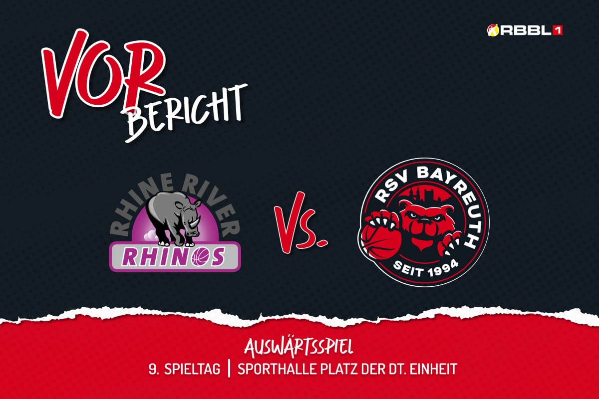 Vorbericht 9. Spieltag mit Rhine River Rhinos Logo vs RSV Bayreuth Logo